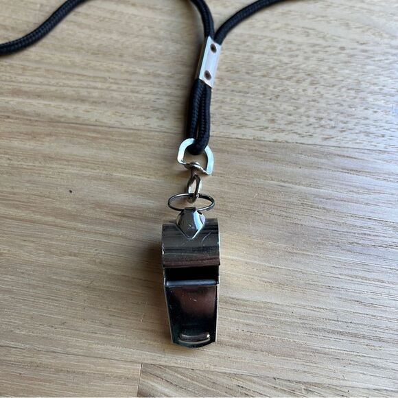 Metal Whistle with Black Lanyard - Picture 2 of 5